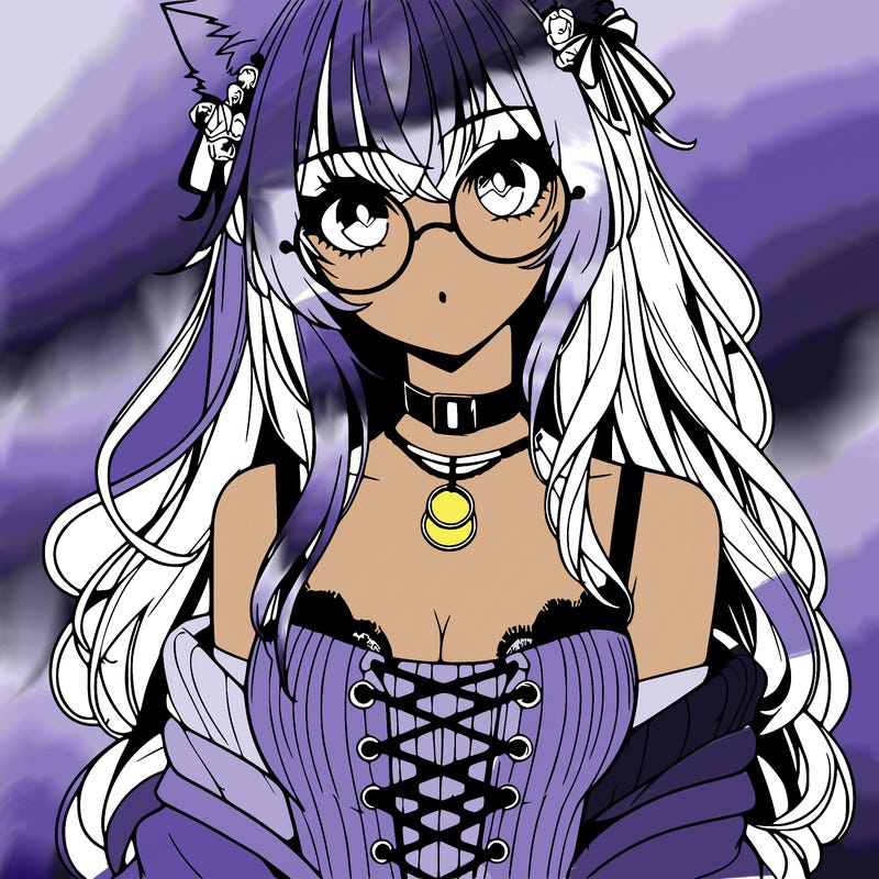 anime girl realistic with hot glasses and cat ears