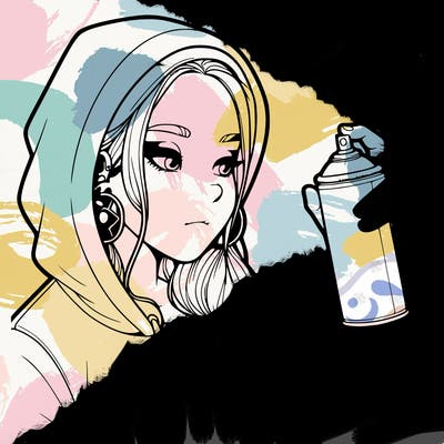 a realistic girl, spray painting