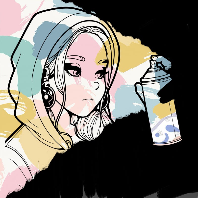 a realistic girl, spray painting