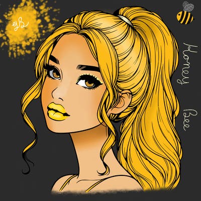 realistic girl with a ponytail on her hair and lips