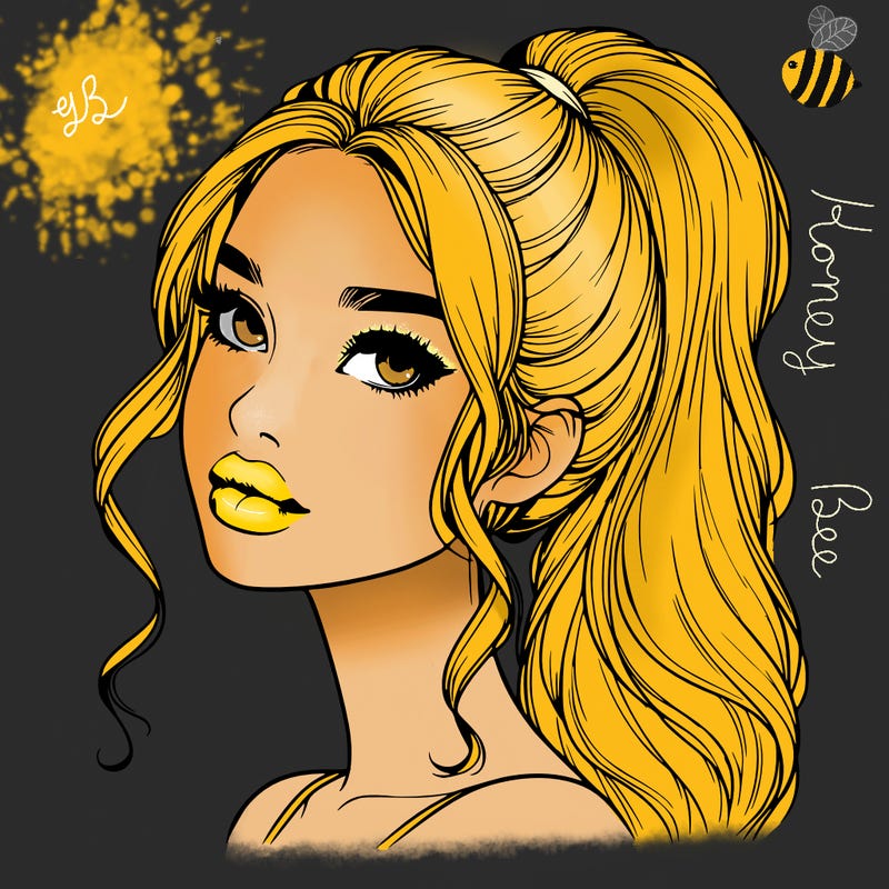 realistic girl with a ponytail on her hair and lips