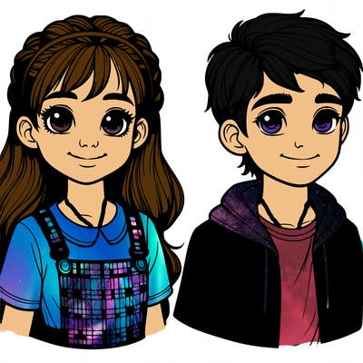 realistic girl and boy