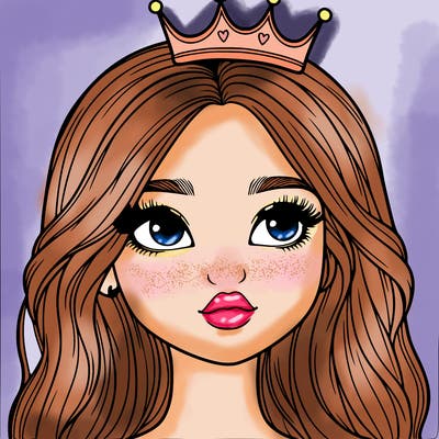 a realistic girl with a crown on