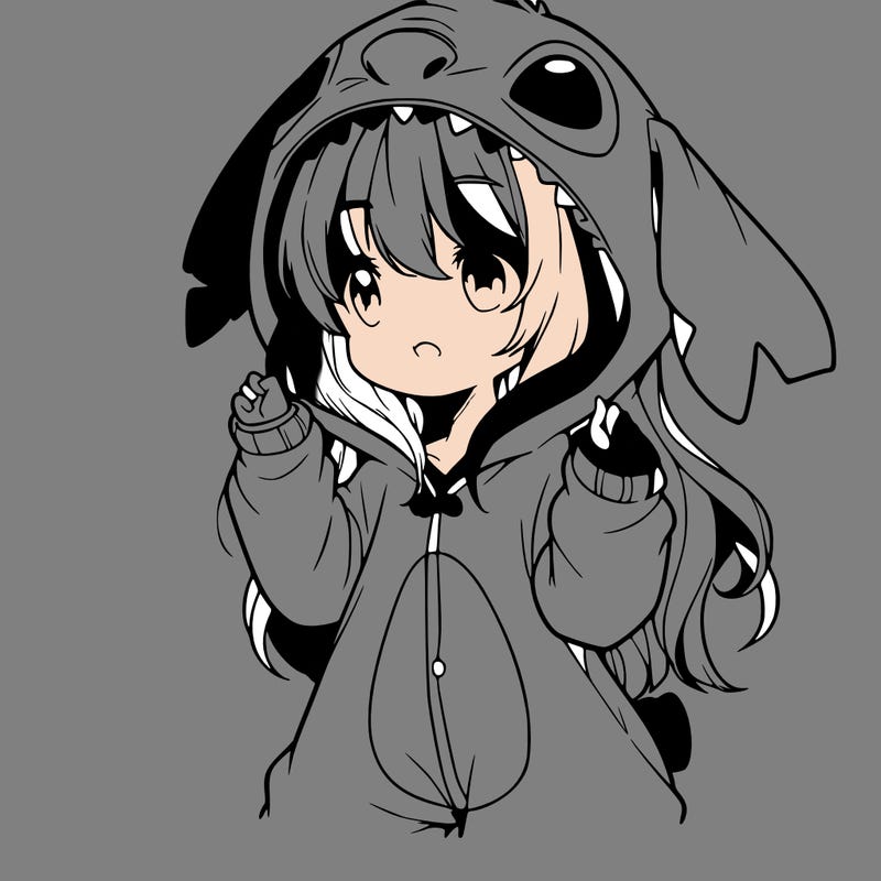 anime girl in a stitch onsie