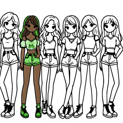 a group of girls wearing crop tops and shorts