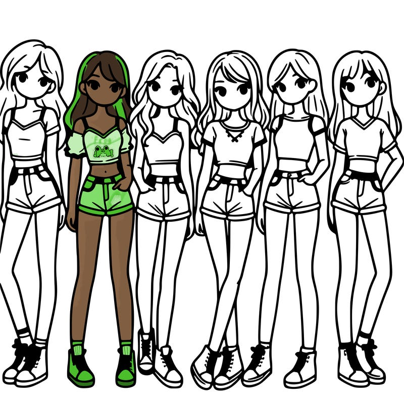 a group of girls wearing crop tops and shorts