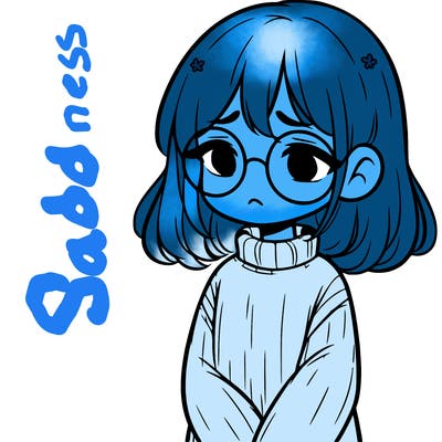 sad girl with glasses in a sweater