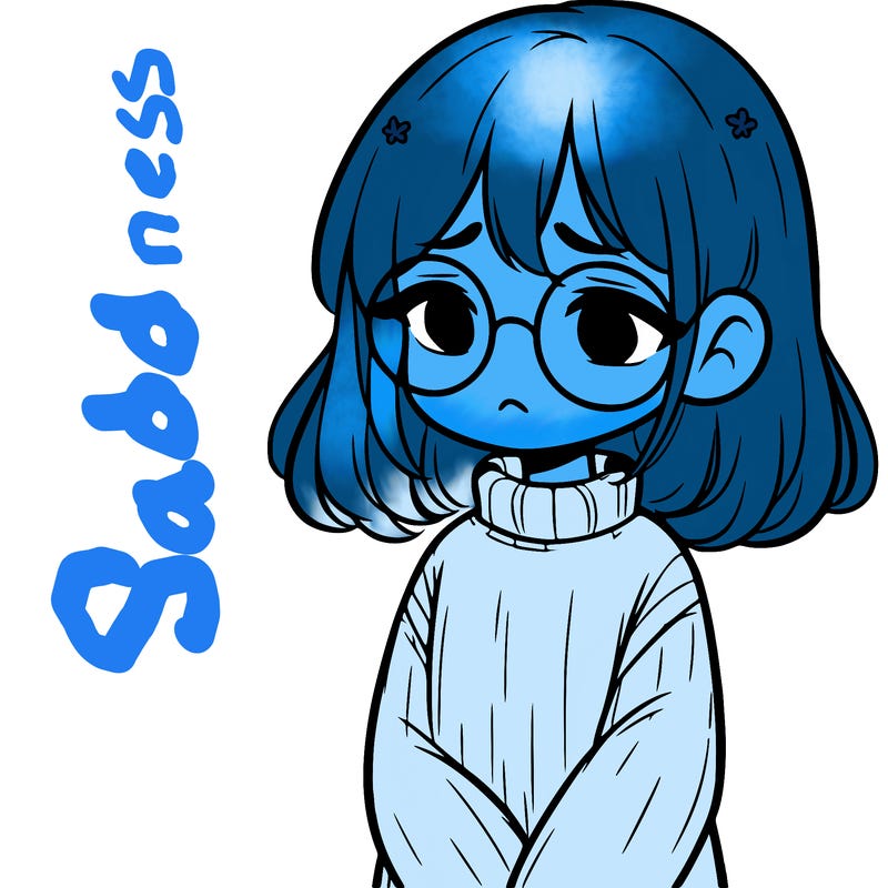 sad girl with glasses in a sweater