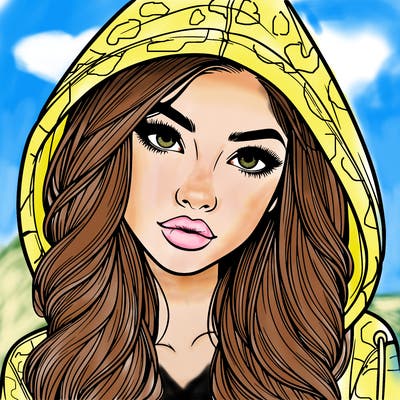 realistic beautiful girl with a hood on