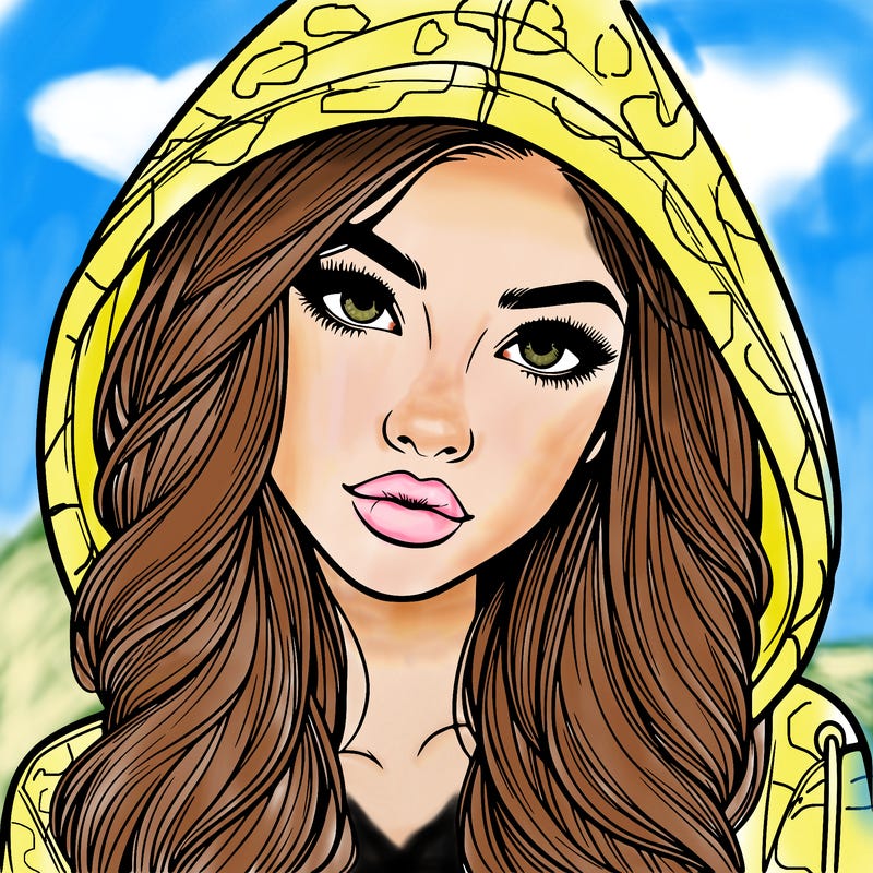realistic beautiful girl with a hood on