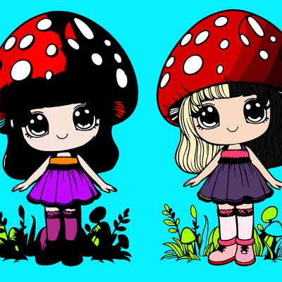 realistic mushroom girl