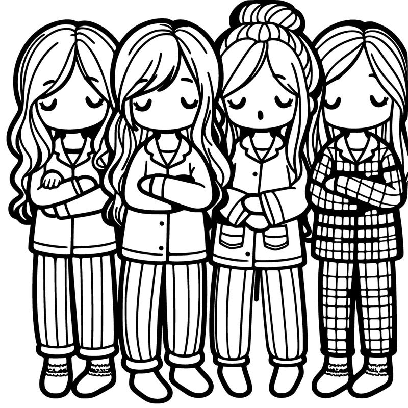 5 girls with pj's 9n
