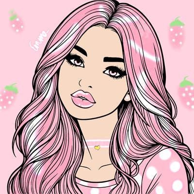 realistic girl with hair on her hair and lips