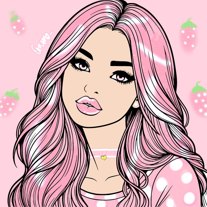 realistic girl with hair on her hair and lips