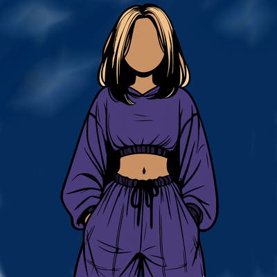 realistic girl faceless with baggy pants and a crop top
