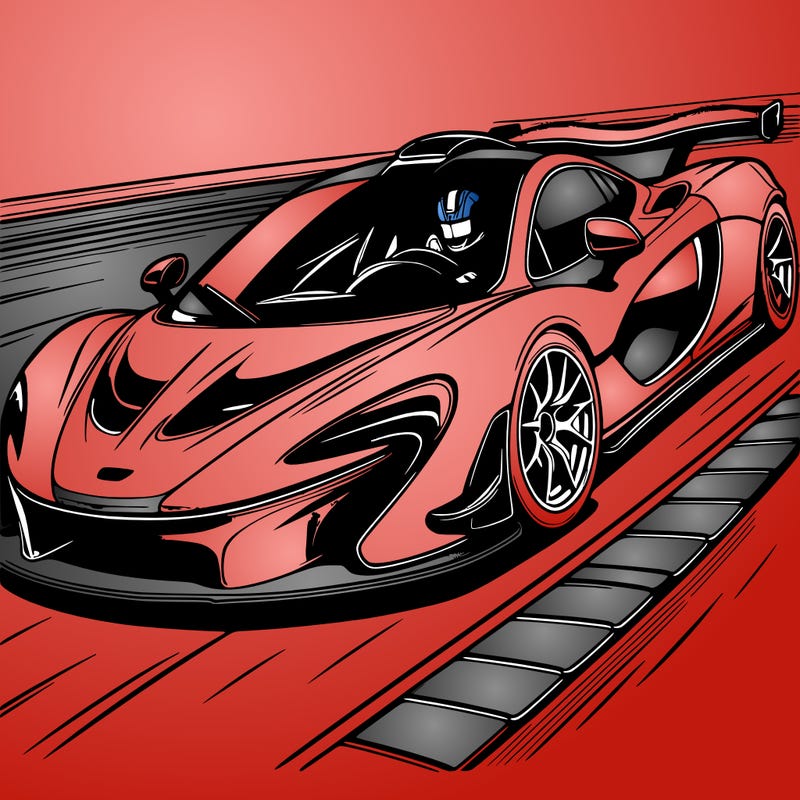 mclaren p1 racing on a racetrack background