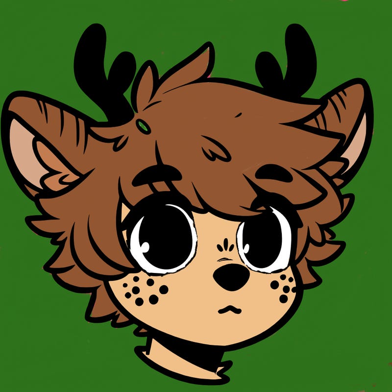 a humanoid deer with soft fluffy ears