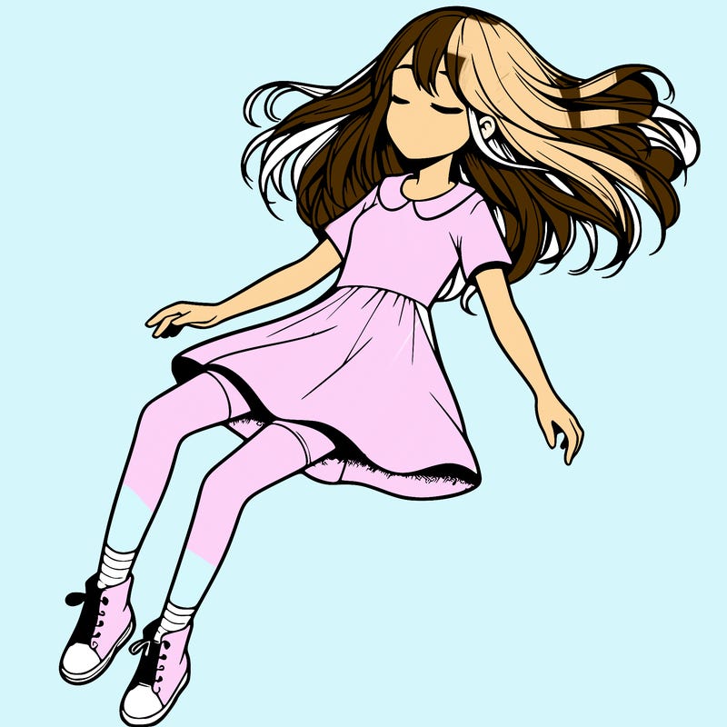 realistic girl floating