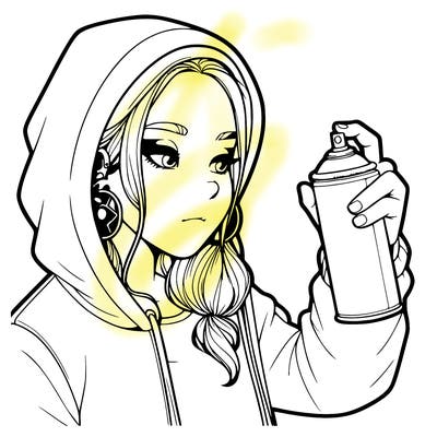 a realistic girl, spray painting