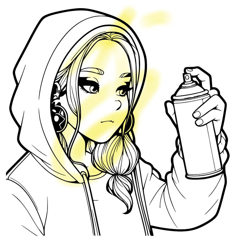 a realistic girl, spray painting