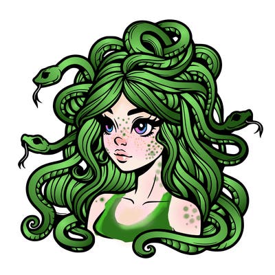 realistic medusa with snakes in her hair