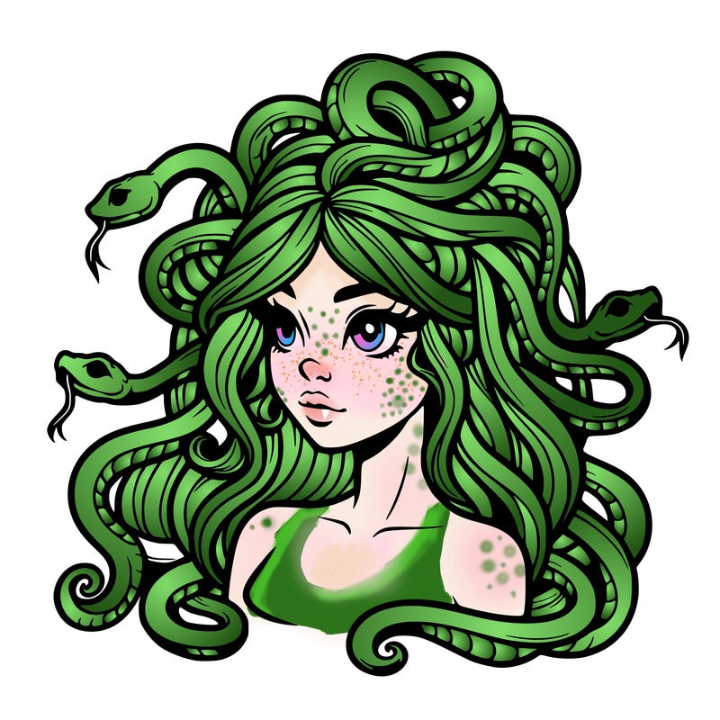 realistic medusa with snakes in her hair