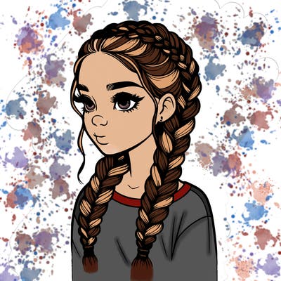 realistic girl with braids