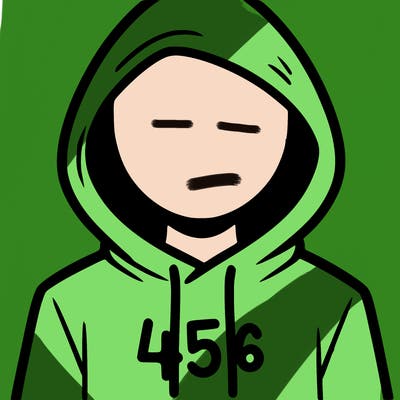 a person with non face waering a hoodie with a 456 symbol
