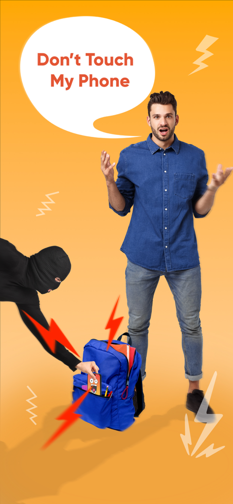 Don't touch phone: Alarm - A man surprised by an anti-theft alarm as a thief tries to steal his phone from a backpack