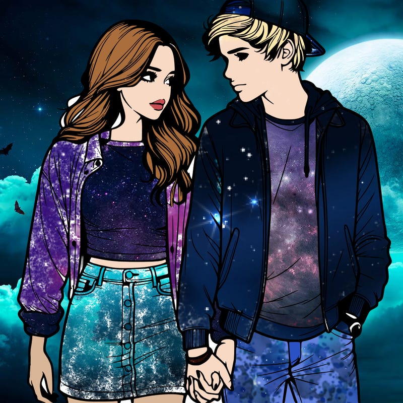 realistic teen couple holing hands