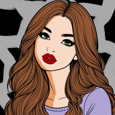 realistic girl with hair on her hair and lips