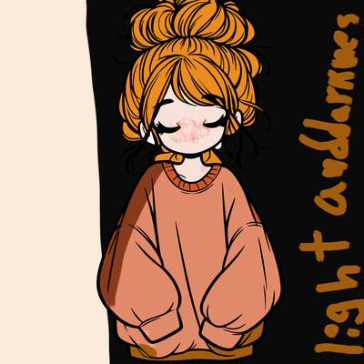 girl with baggy sweatshirt and messy bun