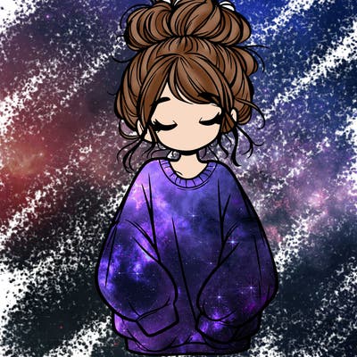 girl with baggy sweatshirt and messy bun