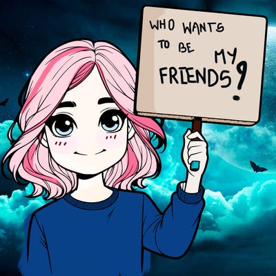 realistic girl holding up a sign