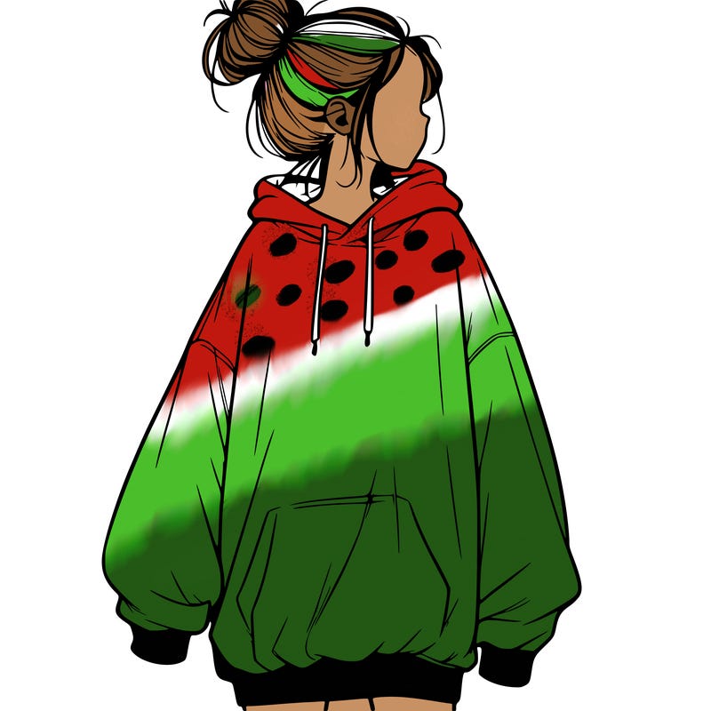 realistic girl with a oversized sweatshirt on and a bun