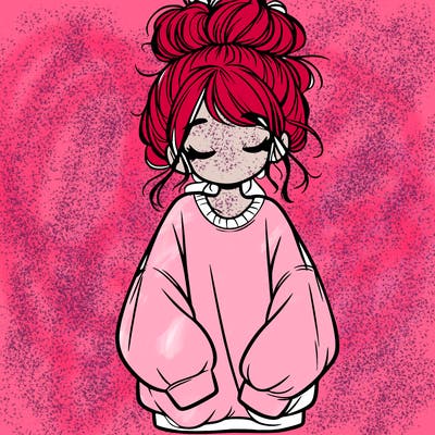 girl with baggy sweatshirt and messy bun