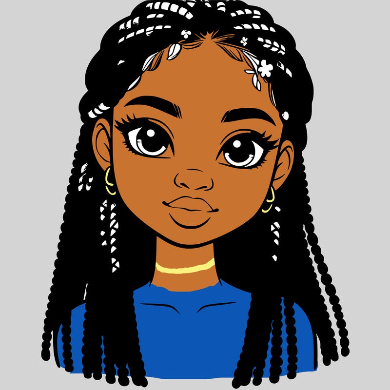 a realistic black girl with braids