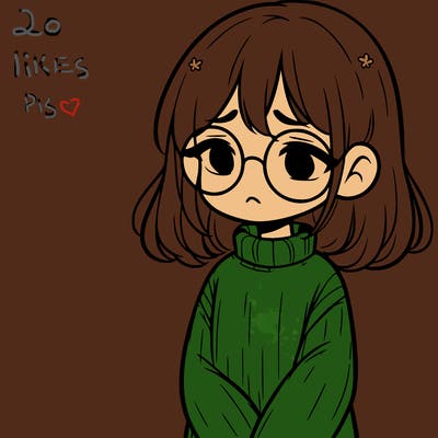 sad girl with glasses in a sweater