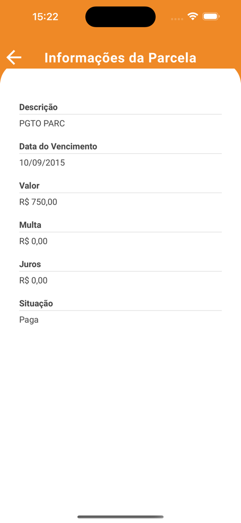 Consorcio Eldorado app screen showing details of a paid installment