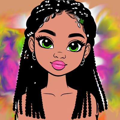 a realistic black girl with braids