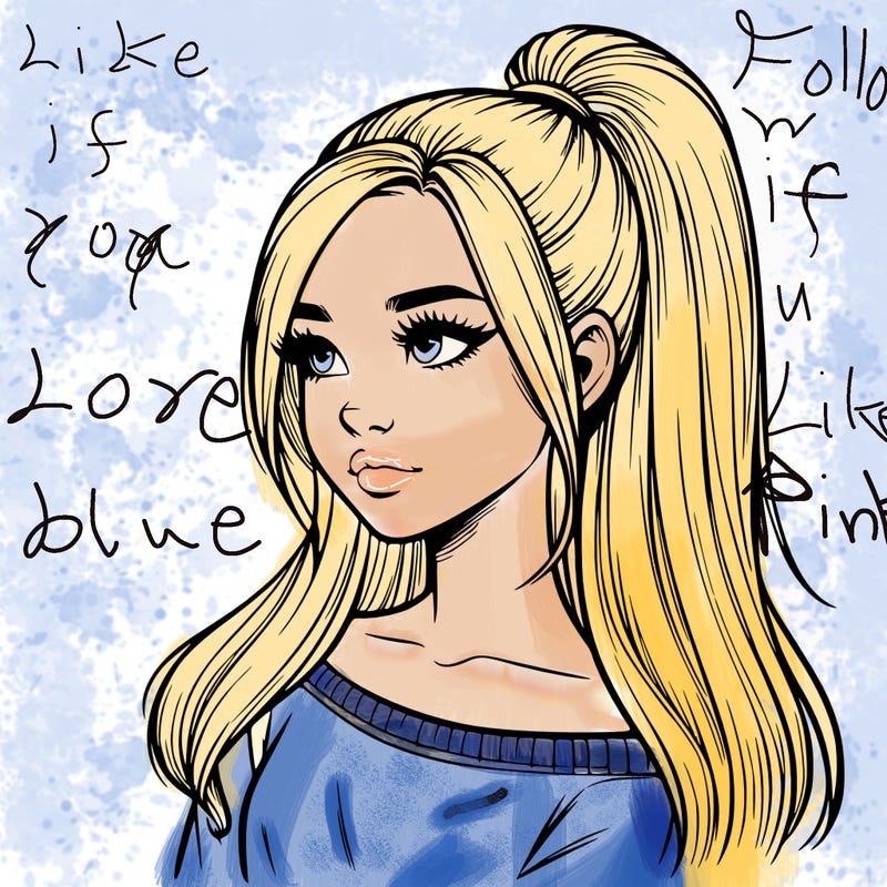 realistic girl with a high ponytail