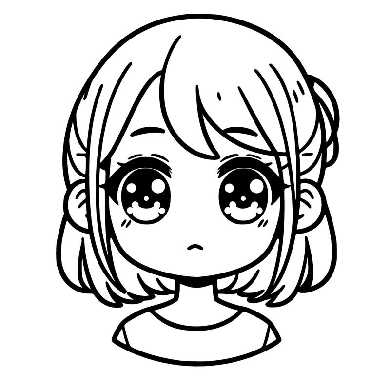 girl plain face white eyes and mouth