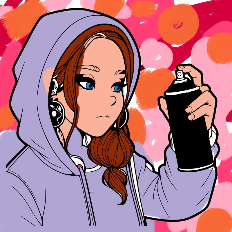 a realistic girl, spray painting