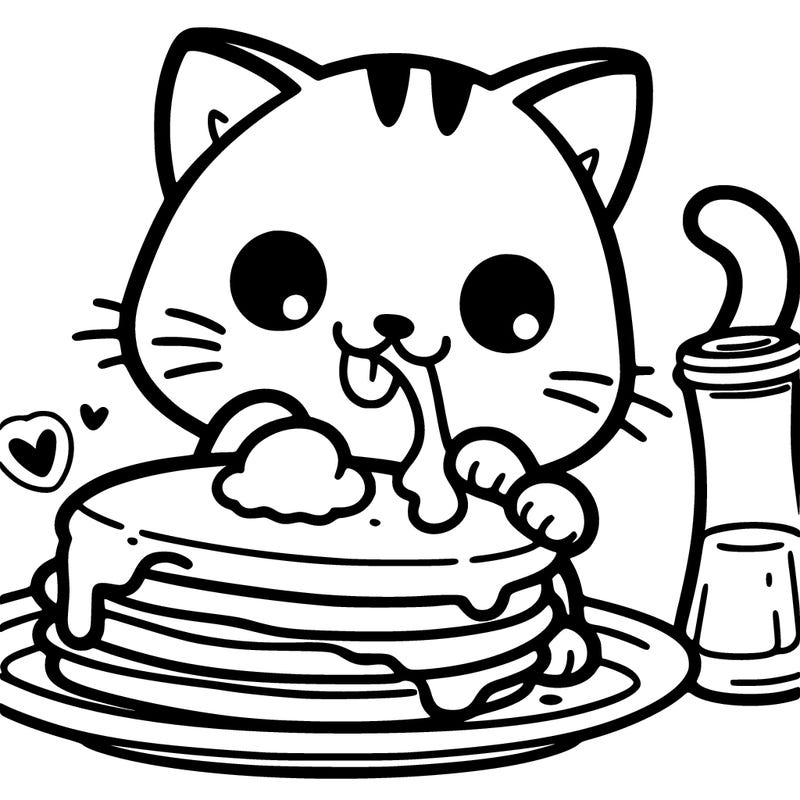 a cat eating a pancake