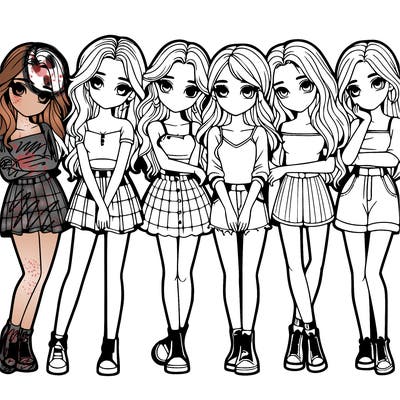 a group of girls realistic