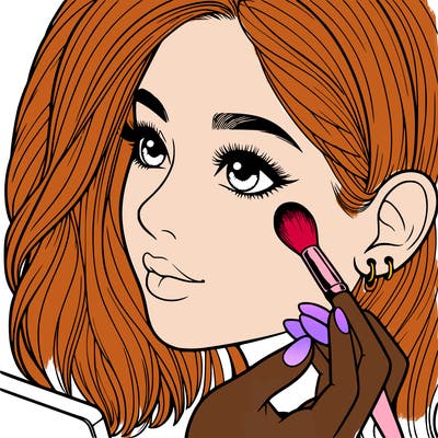 a realistic girl doing her makeup