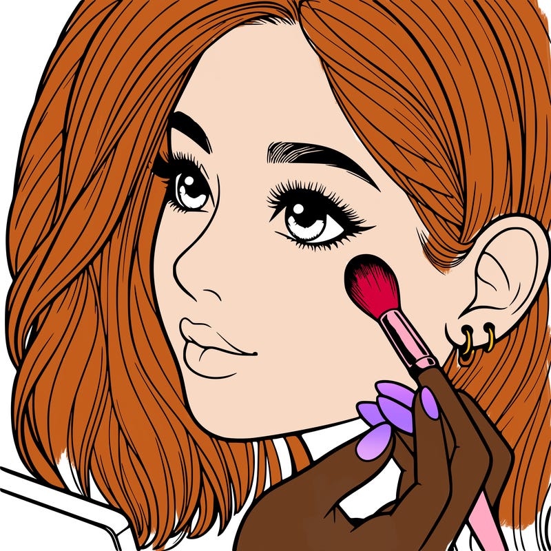 a realistic girl doing her makeup