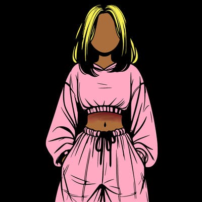 realistic girl faceless with baggy pants and a crop top