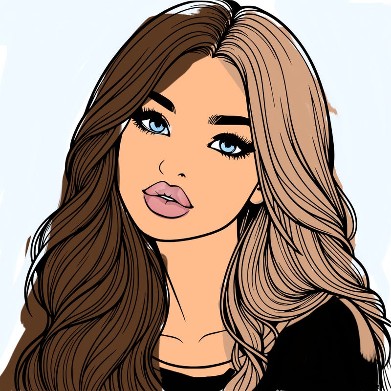 realistic girl with hair on her hair and lips