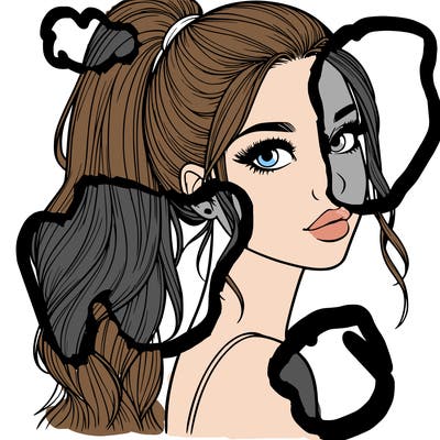 realistic pretty girl with high pony tail